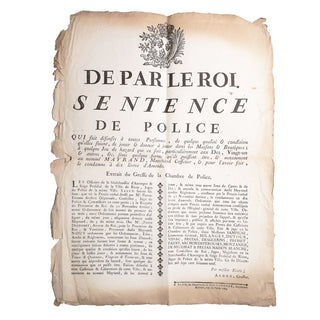 [PLACARD] - Placard contre les jeux de hasard. 1769.