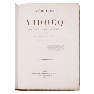 Vidocq (Eugène-François) – Mémoires de Vidocq