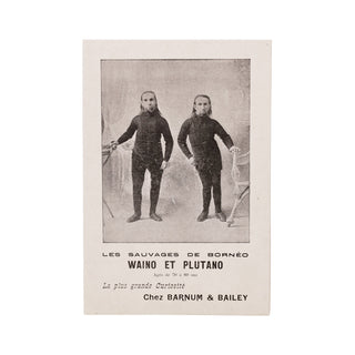 [CARTON PUBLICITAIRE] - Les sauvages de Bornéo. Waino et Plutano. c. 1890.