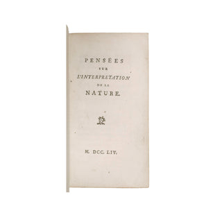 Diderot (Denis) – Pensées sur l’interprétation de la Nature.