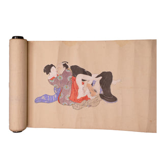 [SHUNGA] - Rouleau de 10 peintures érotiques japonaises. XIXe siècle.