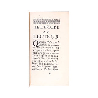 ARGONNE - L’Éducation, maximes et réflexions de Monsieur de Moncade. 1691.