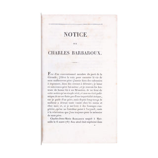 BARBAROUX - Mémoires (inédits) de Charles Barbaroux, député à la Convention nationale. 1822.