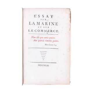 BOUREAU-DESLANDES - Essay sur la marine et sur le commerce. 1743.