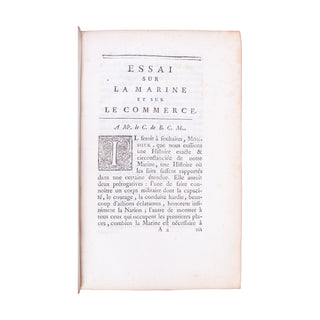 BOUREAU-DESLANDES - Essay sur la marine et sur le commerce. 1743.