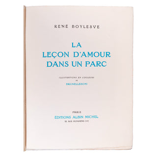 BOYLESVE - BRUNELLESCHI - La Leçon d’amour dans un parc. 1933.