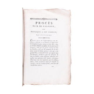 ANONYME - Procès de M. de Calonne ou Réplique à son libelle par un citoyen. 1787.