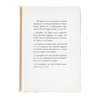 CAMUS (Albert) - La femme adultère. 1954.