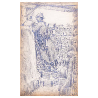 CARNET DE POILU - Album de dessins du poilu Georges Eugène Bernard. c. 1914-1918.