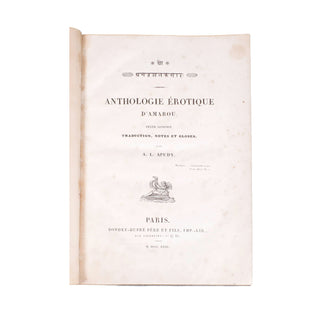 CHÉZY (Antoine-Léonard) – Anthologie érotique d’Amarou. 1831.