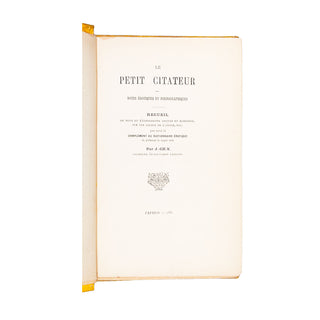 CHOUX - Le petit citateur. Notes érotiques et pornographiques. 1881.