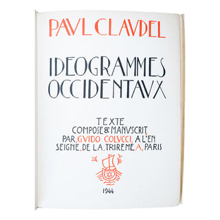 CLAUDEL (Paul) - Idéogrammes occidentaux. 1944.