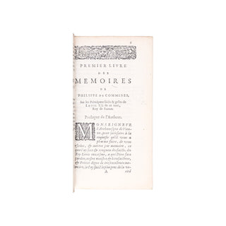 COMMINES - Les Mémoires de messire Philippe de Commines S[ieu]r d’Argenson. 1648.