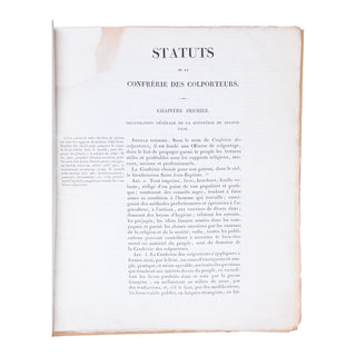 [STATUTS - COLPORTAGE] - Statuts de la confrérie des colporteurs. 1852.