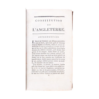 [DE LOLME – MASERE annotations d’après], Constitution de l'Angleterre. 1774.