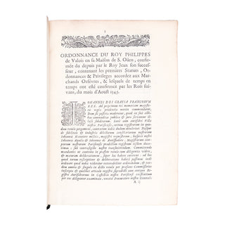 [STATUTS DU CORPS DES ORFÈVRES DE PARIS] - Recueil des statuts, ordonnances, règlemens et privilèges. 1688.