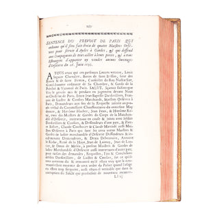 [STATUTS DU CORPS DES ORFÈVRES DE PARIS] - Recueil des statuts, ordonnances, règlemens et privilèges. 1688.