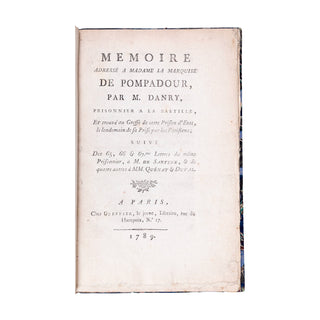 LATUDE - Mémoire adressé à Madame la Marquise de Pompadour. 1789.