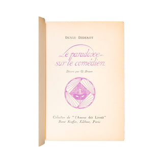 DIDEROT (Denis) – Le paradoxe sur le comédien. 1926.