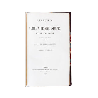 DUPLESSIS (Georges) – Les ventes de tableaux, dessins, estampes... (1611-1800). 1874.