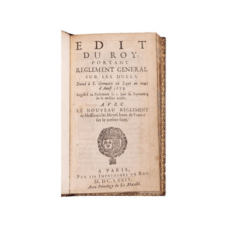 [ÉDIT ROYAL - DUELS] - Édit du Roy portant règlement général sur les duels. 1679.