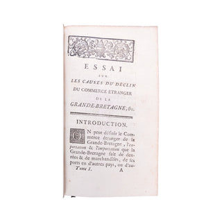 DECKER - Essai sur les causes de déclin du commerce étranger de la Grande-Bretagne. 1757.