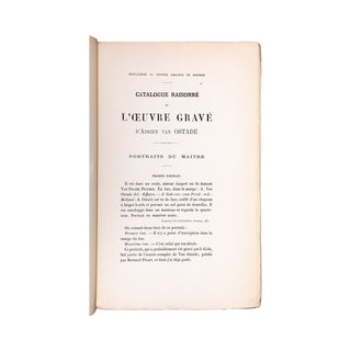 FAUCHEUX – Catalogue raisonné des estampes d'Adrien van Ostade. 1862.