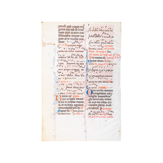 [ENLUMINURE] - Feuillet extrait d’un bréviaire noté (ou diurnal ?). c. 1400.