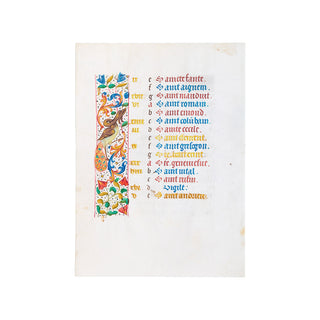 [ENLUMINURE] - Feuillet extrait d'un livre d'heures. c. 1480-1500.