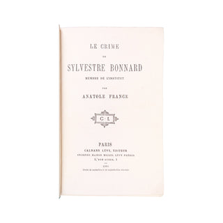 FRANCE (Anatole) - Le Crime de Sylvestre Bonnard. 1881.