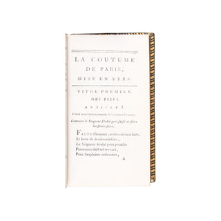 GARNIER-DESCHÊNES - La Coutume de Paris, mise en vers. 1787.