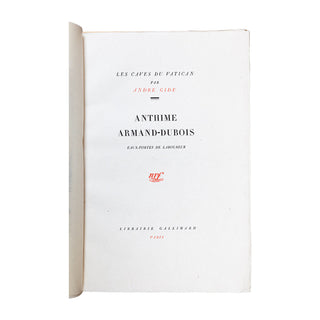GIDE (André) – Les caves du Vatican. 1930.