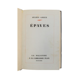 GREEN (Julien) - Épaves. 1932.