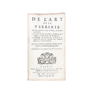HAUDICQUER DE BLANCOURT (Jean) - De L’art de la verrerie. 1697.