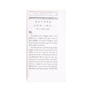 MIRABEAU (Victor Riquetti) - Lettres sur le commerce des grains. 1768.