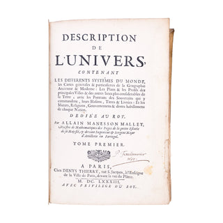 MALLET (Allain Manesson) - Description de l'univers. 1638.