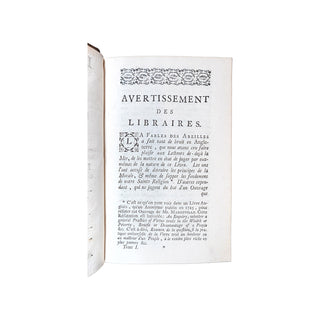 MANDEVILLE (Bernard de) - La Fable des Abeilles. 1740.