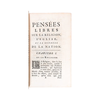 MANDEVILLE - Pensées libres sur la religion, l’Église et le bonheur de la nation. 1723.