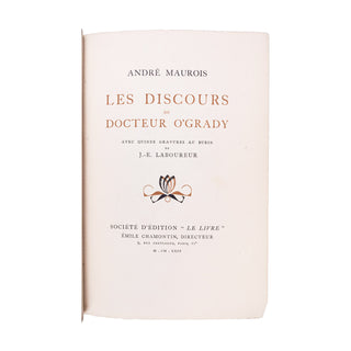 MAUROIS (André) - Les discours du docteur O’Grady. 1929.