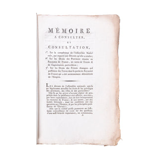 [CALONNE (Charles-Alexandre de) attr.] - Mémoire à consulter et consultation. Par M. de C****.