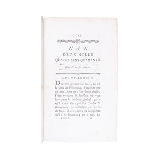 MERCIER (Louis-Sébastien) - L’An deux mille quatre cent quarante. 1786.