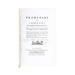 [GIRARDIN (Stanislas-Xavier de) attr.] - Promenade ou itinéraire des jardins d’Ermenonville. 1788.