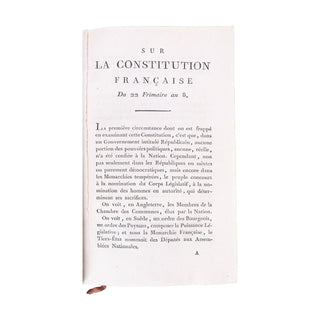 NECKER (Jacques) - Dernières vues de politique et de finance. 1802.