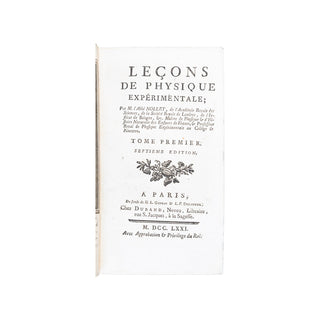 NOLLET (Jean-Antoine) - Leçons de physique expérimentale. 1765-1784