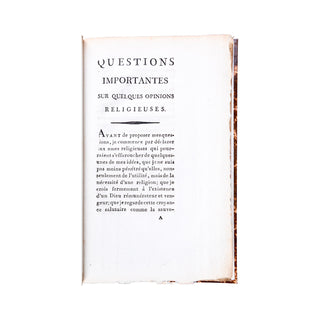 PALISSOT DE MONTENOY - Questions importantes sur quelques opinions religieuses. An VI.