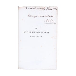 PERLET (Adrien) - De l’influence des mœurs sur la comédie. 1848.