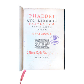 PHÈDRE - Fabularum aesopiarum libri V. 1617.