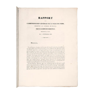RAMBUTEAU – Rapport sur l'administration générale de la ville de Paris. 1836.