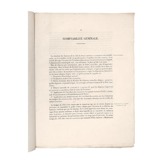 RAMBUTEAU – Rapport sur l'administration générale de la ville de Paris. 1836.