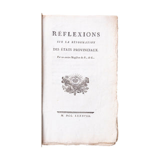 SERVAN - Réflexions sur la réformation des États provinciaux. 1788.